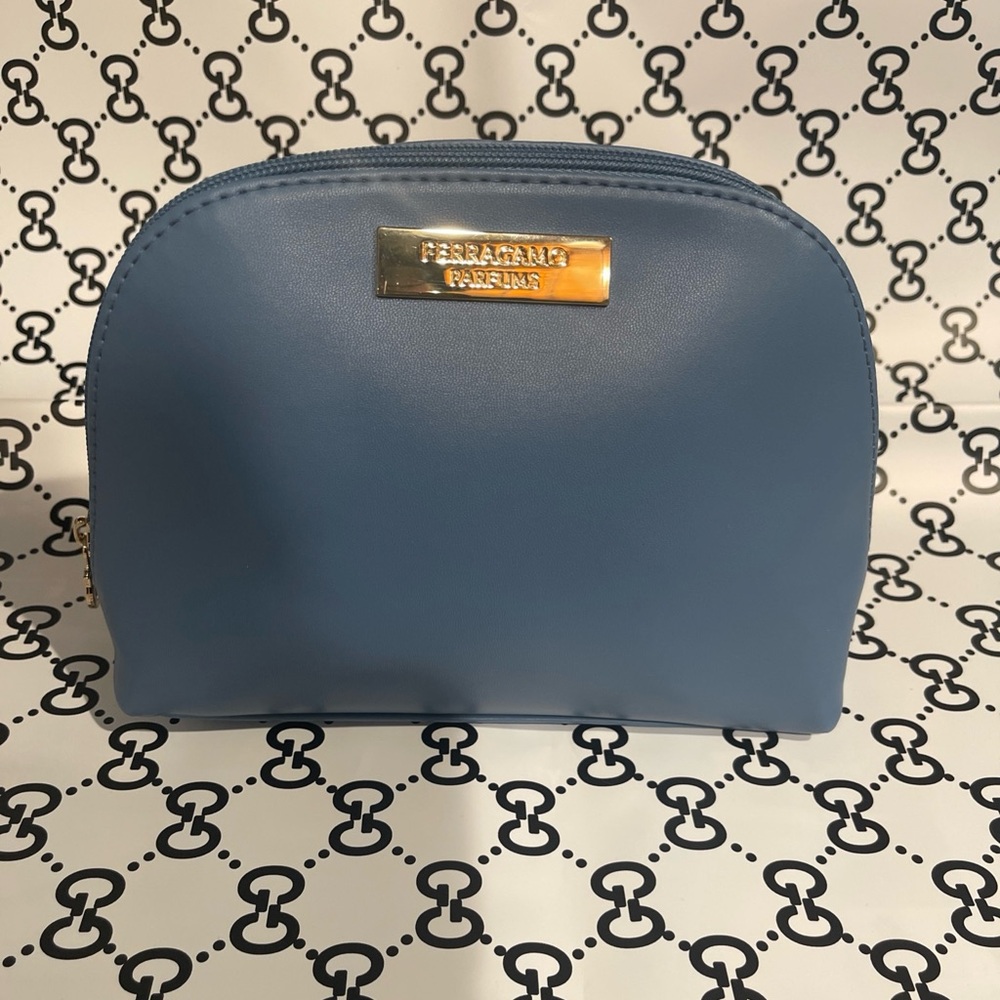 Ferragamo BLUE LEATHER MAKEUP TRAVEL BAG Turkish Airlines InterParfums Italy - Picture 4 of 13